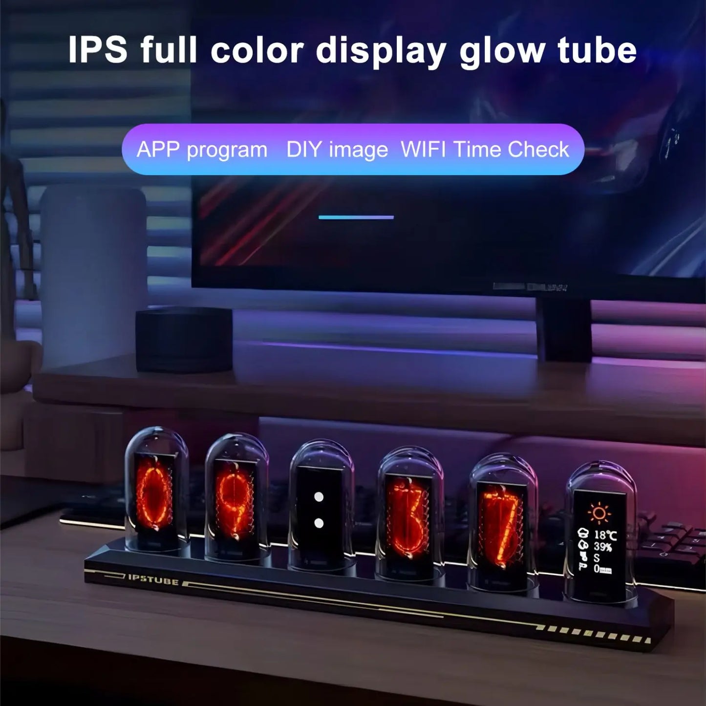 RGB Nixie Tube Clock LED Glows IPS Color