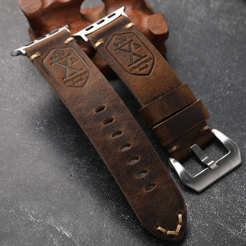 Handmade Vintage Horse Leather Bracelet 40MM 44MM 45MM 49MM